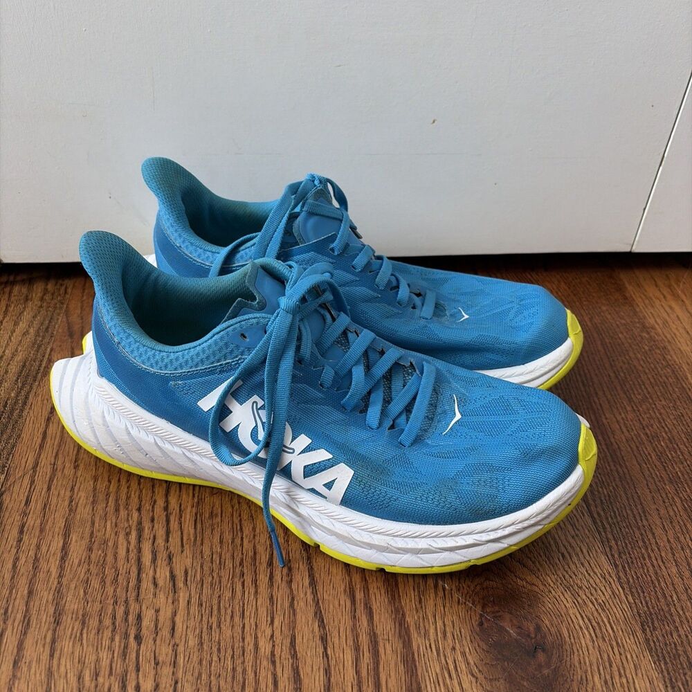 Hoka One One Womens Size 7.5 Carbon X 2 Diva Blue Citrus Running Shoes